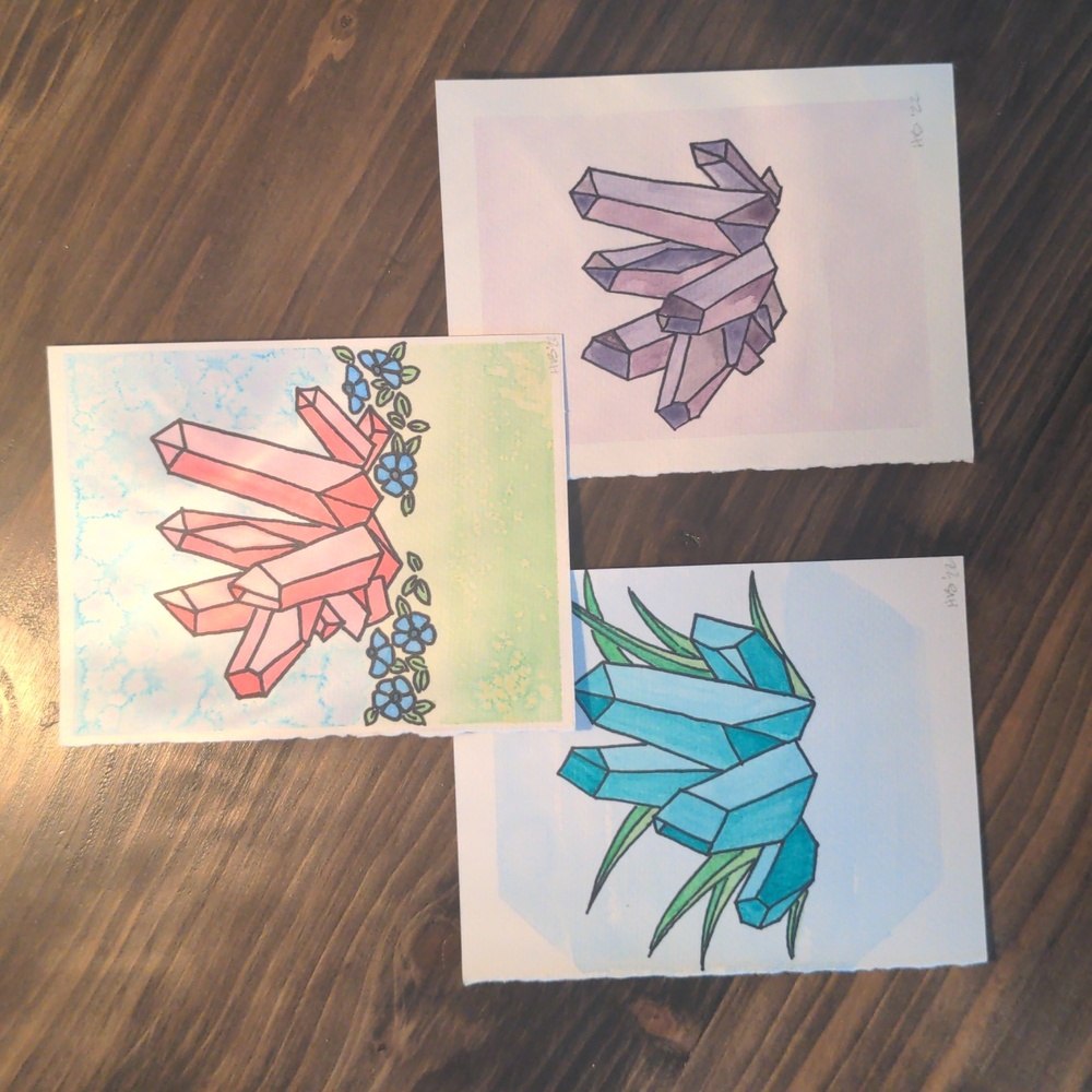 Original Watercolor Crystal Print Set